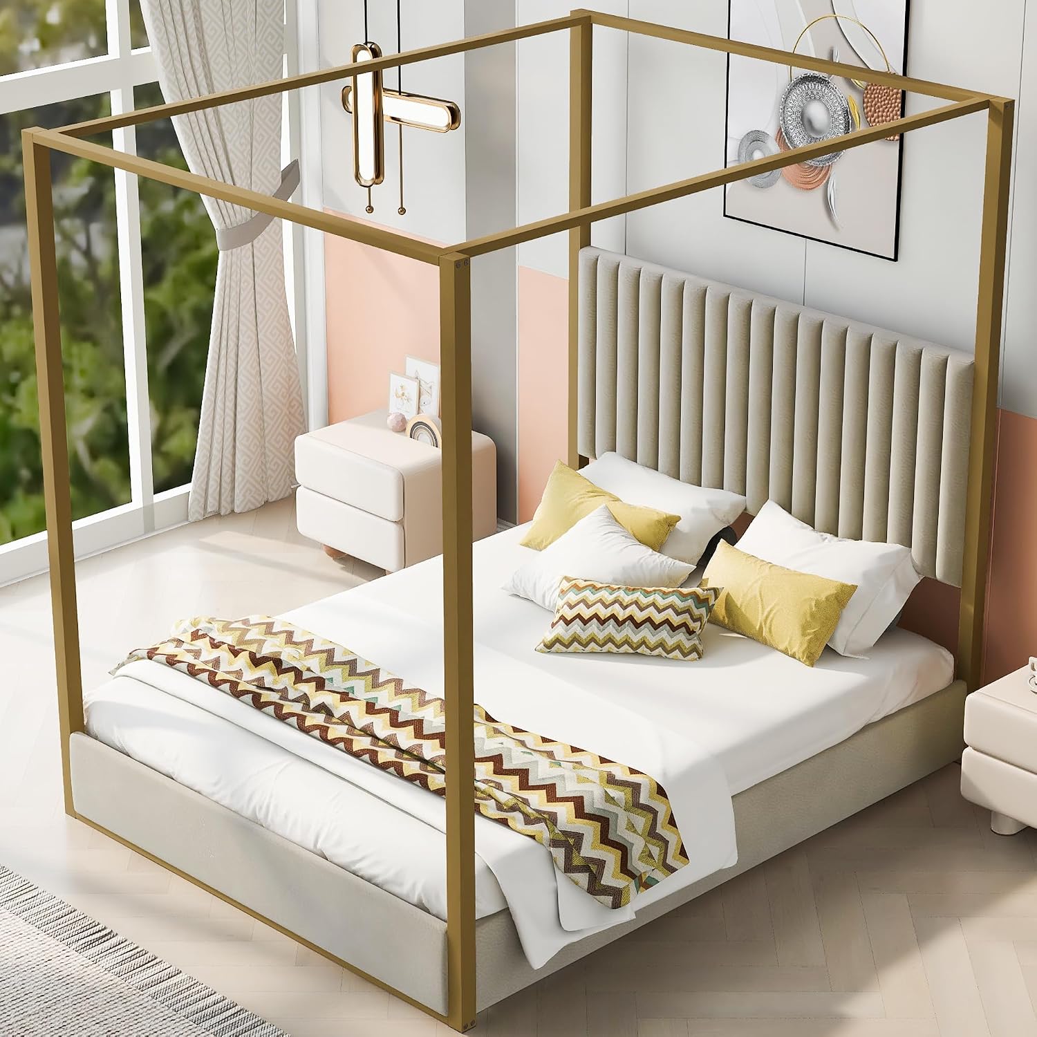 Letto a baldacchino moderno co - Canopy Bed Frame Metal Queen recensione e prezzo