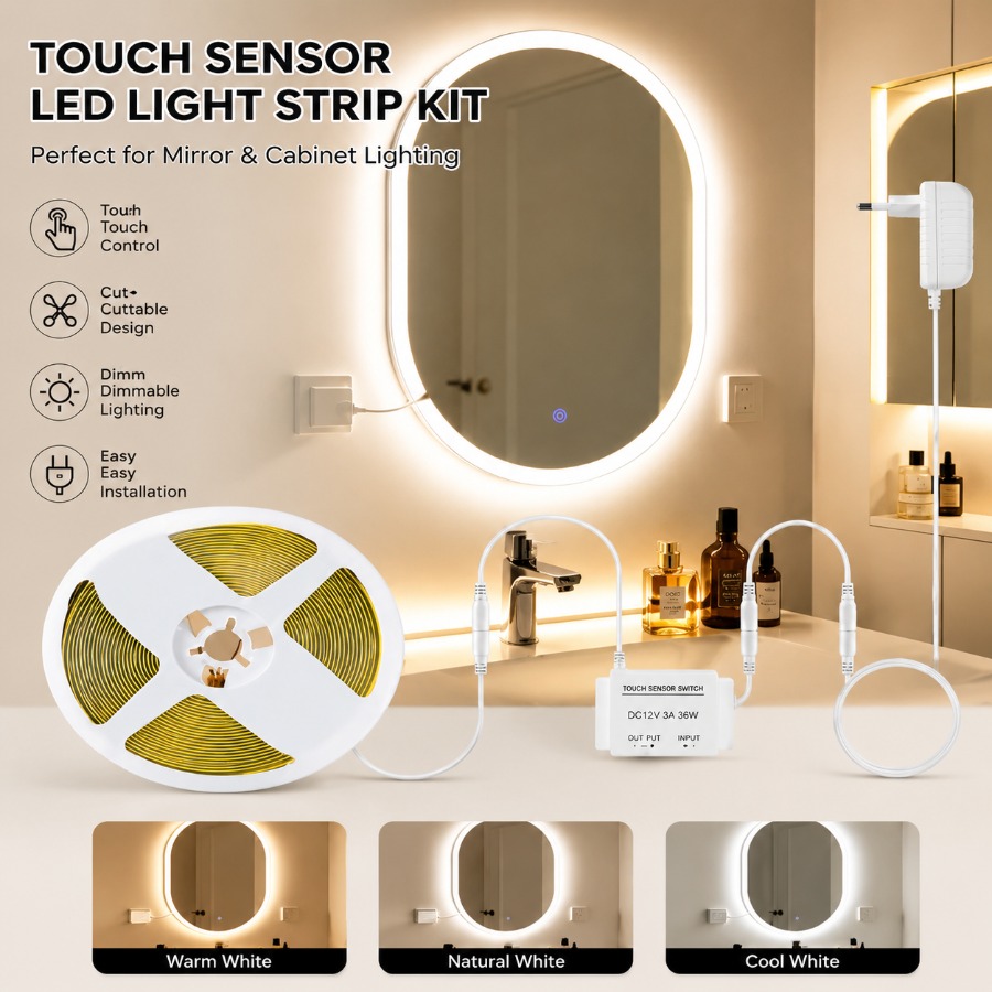 Set di Specchio da Bagno Dimme - Dressing Table Vanity With Lighted Mirror recensione e prezzo