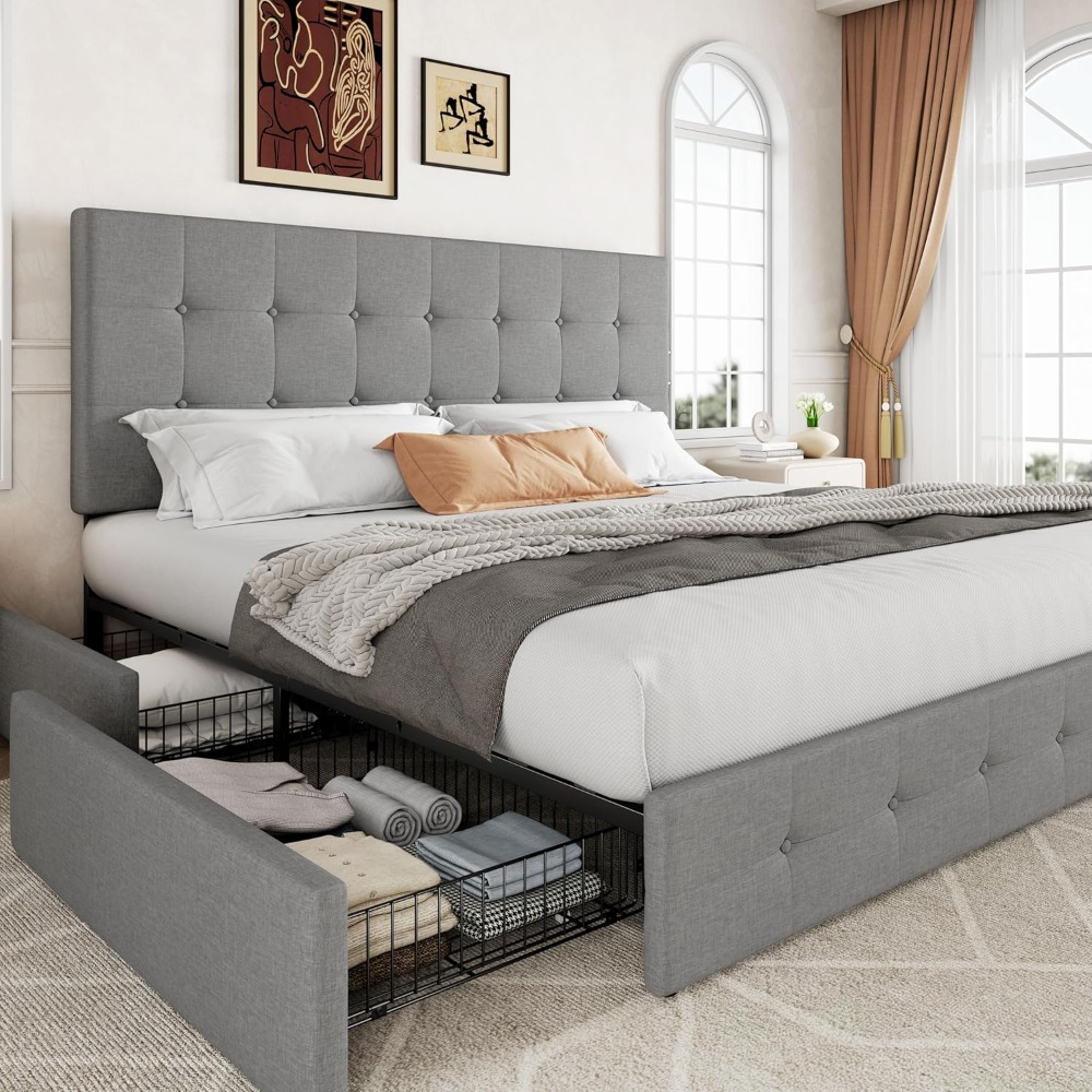 Letto matrimoniale king size c - King Size Bed Frame With Storage Drawers recensione e prezzo
