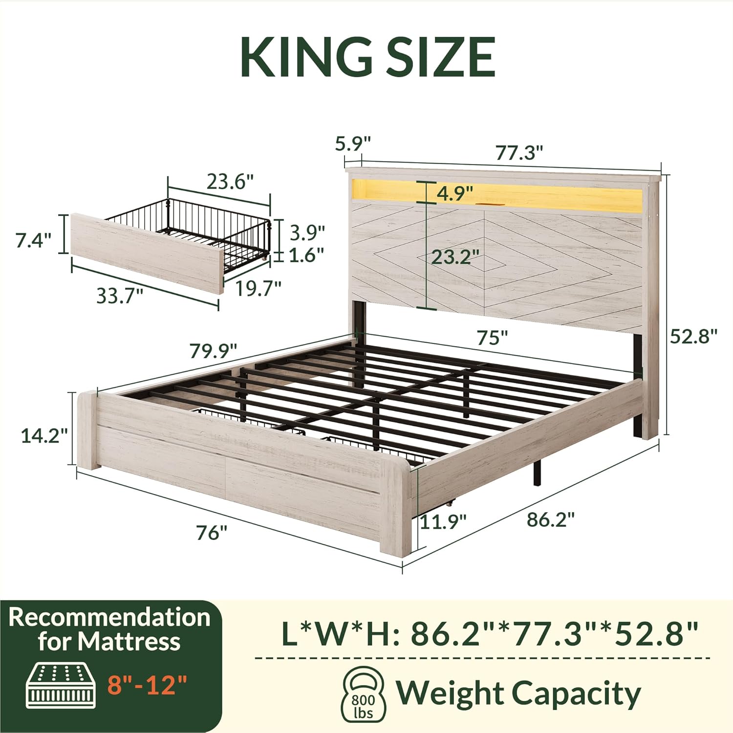 Letto matrimoniale king size c - King Size Bed Frame With Storage Drawers recensione e prezzo