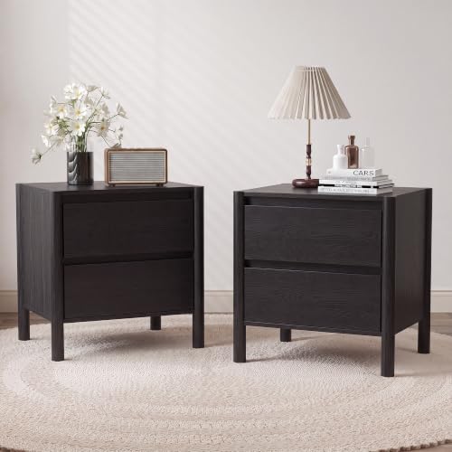 Set di 2 Comodini Neri in Stil - Solid Wood Nightstand 2 Drawers recensione e prezzo