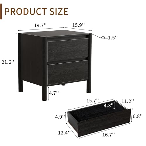 Set di 2 Comodini Neri in Stil - Solid Wood Nightstand 2 Drawers recensione e prezzo