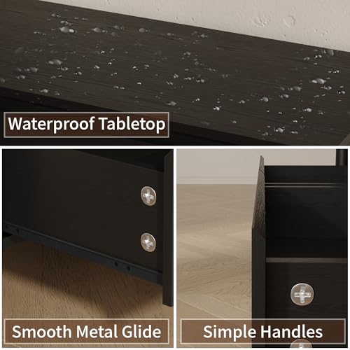 Set di 2 Comodini Neri in Stil - Solid Wood Nightstand 2 Drawers recensione e prezzo
