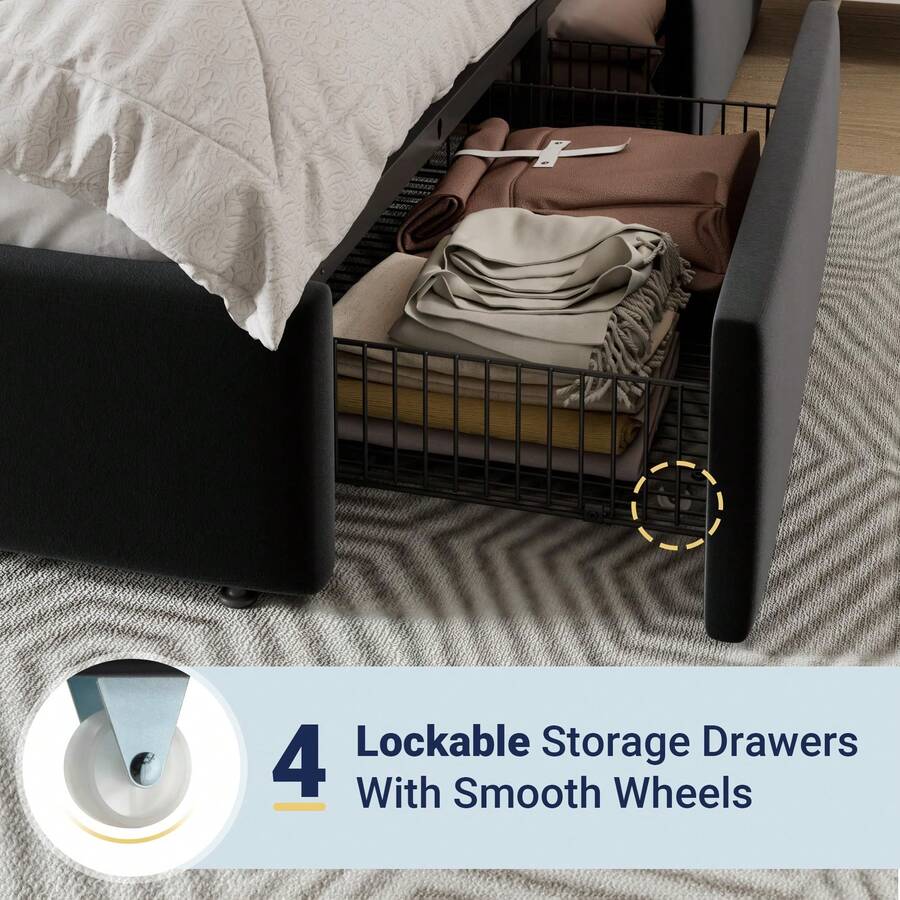 Base letto matrimoniale/queen/ - King Size Bed Frame With Storage Drawers recensione e prezzo