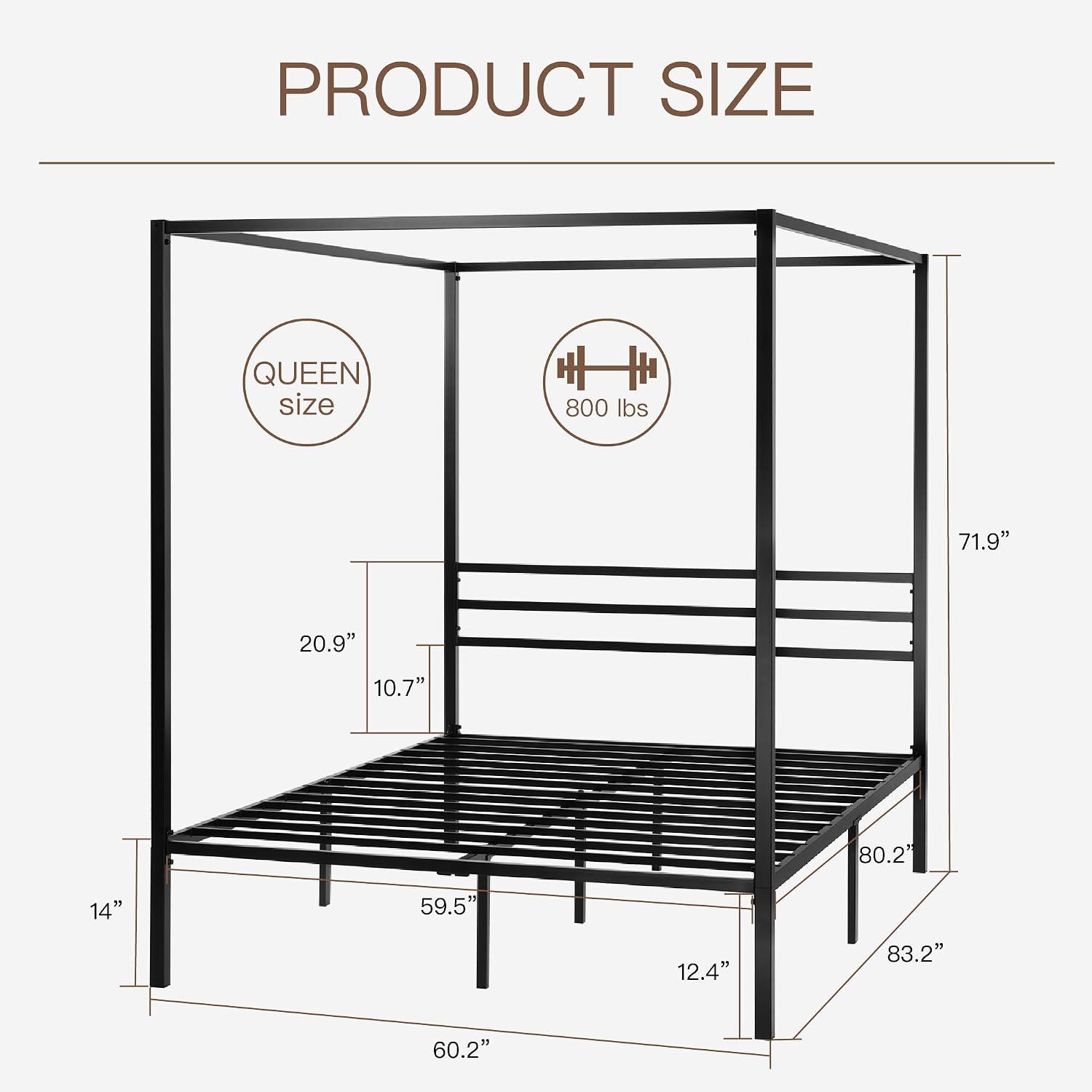Letto a baldacchino in metallo - Canopy Bed Frame Metal Queen recensione e prezzo