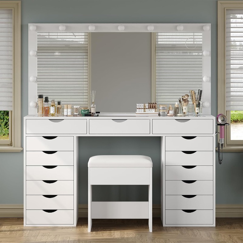 Tavolo da Trucco Yanosaku con  - Dressing Table Vanity With Lighted Mirror recensione e prezzo