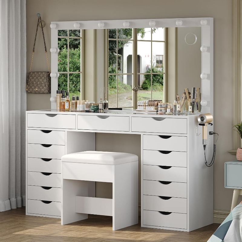 Tavolo da Trucco Yanosaku con  - Dressing Table Vanity With Lighted Mirror recensione e prezzo